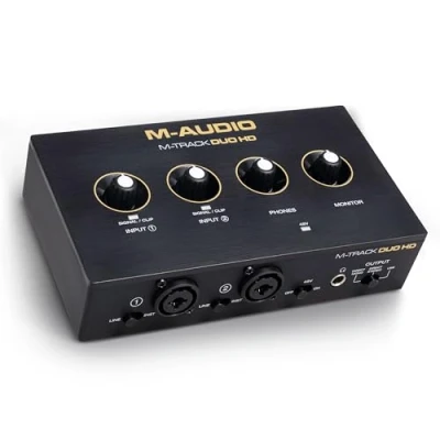 Abbildung von M Audio Track Duo HD Interface 24bit 192kHz für Aufnahme, Streaming, Podcasting mit USB C, 2 XLR TRS Eingänge, Ausgänge, Software Suite