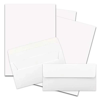 Abbildung von 75x Briefpapier Set DIN A4 mit Lang Briefumschlägen, Haftklebung Weiß mattes Schreibpapier Kuverts FarbenFroh by GUSTAV NEUSER