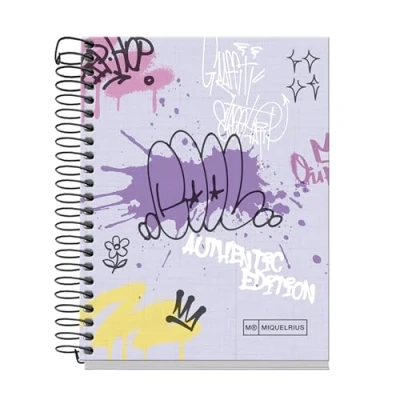 Abbildung von Miquelrius Notizbuch A6, liniert, 7 mm, Hardcover, A6 mit 120 mikroperforierten Blättern, 4 Farben zum Organisieren, extra blickdichtes Papier, 70 g/m², ohne Bohren