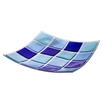 Abbildung von CRISTALICA Glasschale Mosaik Fusing 30x30cm Servierschale Teller farbig blau