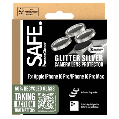 Abbildung von Apple iPhone 16 Pro Panzerglas PanzerGlass SAFE Camera Lens Protector Kameraprotektor für das / Max Glitter Silver