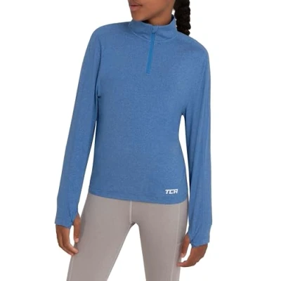 Abbildung von TCA Mädchen Fusion Quickdry Leichtes Laufshirt mit Reißverschlusstasche Blau, 10 12 Jahre