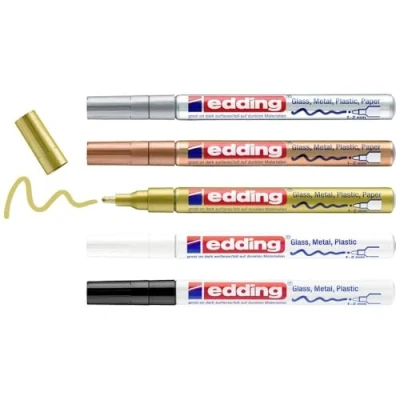 Abbildung von Edding Lackmarker 4 751 5 999 Schwarz, Weiß, Gold, Silber, Kupfer 2 m
