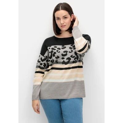Abbildung von Sheego Strickpullover, Damen, Größe: 44, Schwarz gemustert