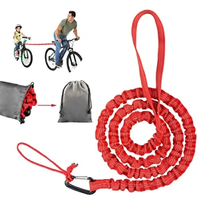 Abbildung von Kinder Fahrrad Abschleppseil, Abschleppgurt Elastisch, Bungee Eltern Kind Zugseil Abschleppseil Rot Bike Traktionsseil, Tragfähigkeit 500 lbs