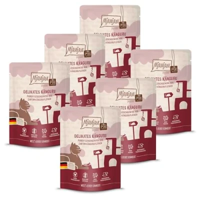 Abbildung von MjAMjAM Premium Nassfutter für Katzen Quetschie purer Fleischgenuss delikates Känguru pur, 6er Pack (6 x 300 g), getreidefrei mit extra viel Fleisch