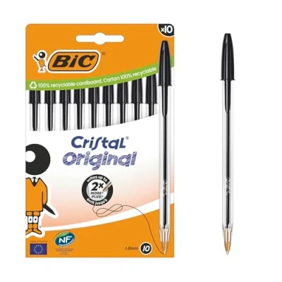 Abbildung von BIC Cristal Original Kugelschreiber, mittlere Spitze (1,00 mm), Schwarz, 10 Stück