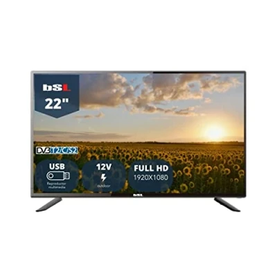 Abbildung von TV 22&quot; BSL 22112V LED mit USB Multimedia Player (DVBT2) HEVC HDMI Anschluss 1920 x 108p Energieeffizienzklasse F Stromversorgung bei 12V und 220V.