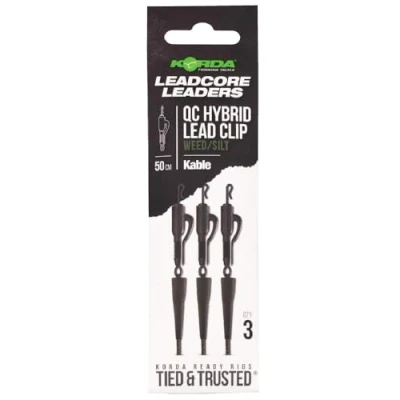 Abbildung von Korda Kable Leadcore Leader Hybrid Blei Clip, QC Drehgelenk, 50 cm, Unkraut/Schlamm