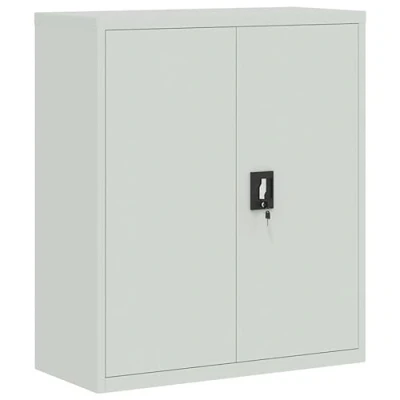 Abbildung von vidaXL Aktenschrank, Büroschrank mit 2 Einlegeböden, Abschließbar Metallschrank Schrank Türen, Aufbewahrungsschrank Büromöbel, Hellgrau Stahl