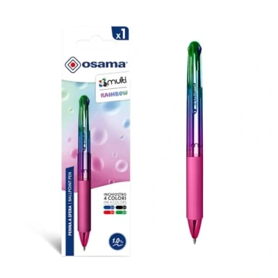 Abbildung von Osama 4 Multi Rainbow Kugelschreiber 1.0 mm 1 Stk. Bunte Stifte Benutzerdefinierte Regenbogenfarben Tinte Schwarz Blau Rot und Grün Schreibwaren Schule Büro Universität