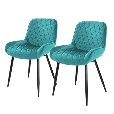Abbildung von ML Design 2er Set Esszimmerstühle, Petrol, Sitzfläche aus Samt, Metallbeine, Esszimmerstuhl mit Rücken und Armlehnen, Küchenstühle Küchenstuhl Wohnzimmerstühle Wohnzimmerstuhl Polsterstuhl Stühle