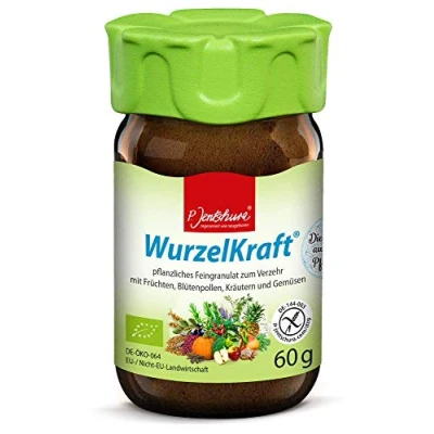 Abbildung von Jentschura WurzelKraft® 60 gramm, Pflanzliches Feingranulat zum Verzehr mit Früchten, Blütenpollen, Kräutern und Gemüsen
