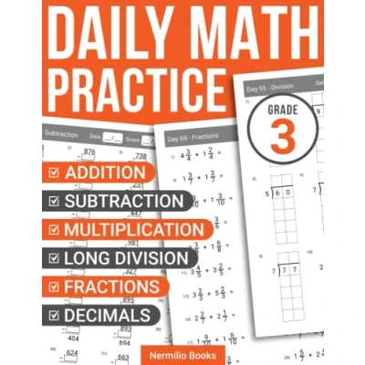 Abbildung von Daily Math Practice Grade 3: Addition, Subtraction, Multiplication, Long Division, Fractions, and Decimals Worksheets for Kids Ages 7 9