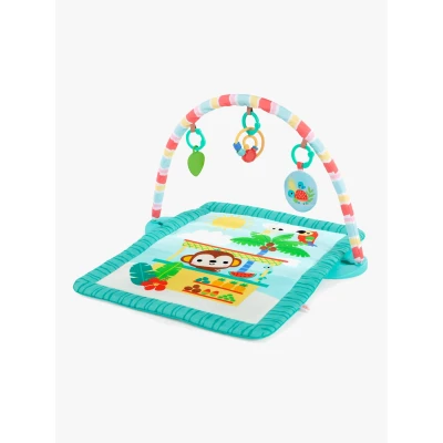 Abbildung von Bright Starts, Tiki Toy Bar, Spielmatte mit Spielbogen, 3 Spielzeugen, perfekt für unterwegs, leicht zu reinigen, maschinenwaschbare Matte, mehrfarbig, 770 g