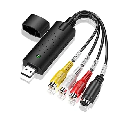 Abbildung von Audio Video Grabber USB 2.0, Plug&amp;Play Konverter, Videoadapter zur Bearbeitung, Hi8 VHS auf DVD Digitalisieren für Mac und Windows 10 with Scart/AV Konverter Adapter