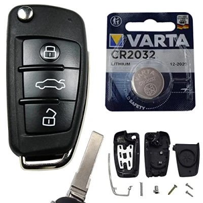 Abbildung von KONIKON Klappschlüssel Autoschlüssel 3 Tasten Gehäuse + Batterie passend für Audi A1 A3 A4 A6 A8 TT Q7