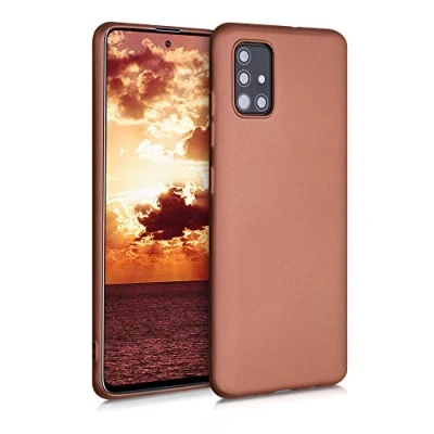 Abbildung von kwmobile Case kompatibel mit Samsung Galaxy A51 Hülle Schutzhülle aus Silikon metallisch schimmernd Handyhülle Metallic Bronze