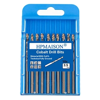Abbildung von HPMAISON 10 Stück M35 HSS Cobalt Bohrer Kobalt Jobber Set Spiralbohrer zum Bohren auf Edelstahl, Harte Stähle, Metall (3,5mm x 70mm)