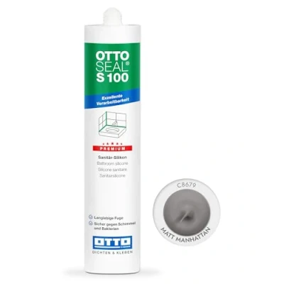 Abbildung von OTTOSEAL S 100 Premium Sanitär Silikon 300ml C8679 matt manhattan Sicher gegen Schimmel &amp; Ideal für Bad, Küche Wohnbereich Hervorragend Glätt Modellierbar