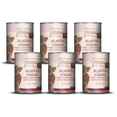 Abbildung von MjAMjAM Premium Nassfutter für Hunde purer Fleischgenuss delikates Känguru pur, 6er Pack (6 x 400 g), getreidefrei mit extra viel Fleisch