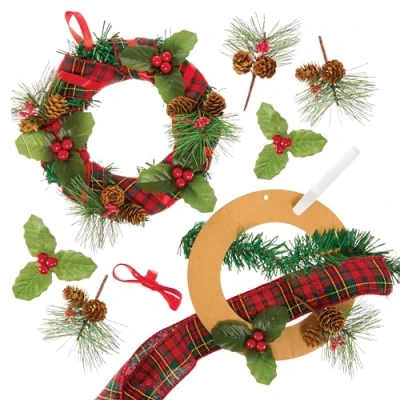Abbildung von Baker Ross FX888 Künstlicher Weihnachtskranz Bastelsatz Weihnachts Bastelsets für Kinder