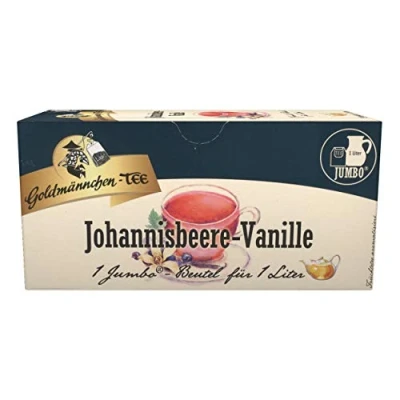 Abbildung von Goldmännchen Jumbo Tee Johannisbeere Vanille, Johannisbeertee, Vanilletee, 20 Teebeutel, Große Beutel, 3179