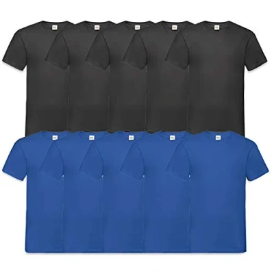 Abbildung von Fruit of the Loom 10 T Shirts V Neck M L XL XXL 3XL 4XL 5XL Ausschnitt Diverse Farben HL Kauf (XL, 5Schwarz5Royal)