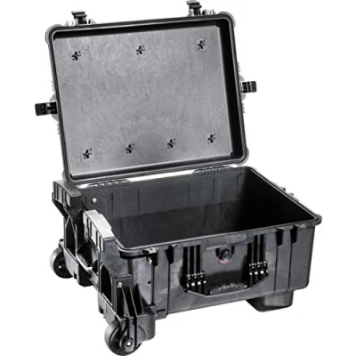 Abbildung von Peli 1610M Stabiler Transportkoffer mit Robusten Rollen, IP57 Wasser und Staubdicht, 63L Volumen, Made in US, Ohne Schaumstoffeinsatz, Schwarz, 016100 0019 110E