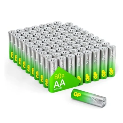 Abbildung von GP Batterien AA (Mignon, LR6) 1.5V, 80 Stück Großpackung, Super Alkaline Longlife Technologie (8X 10er Pack Mignon Batterien)