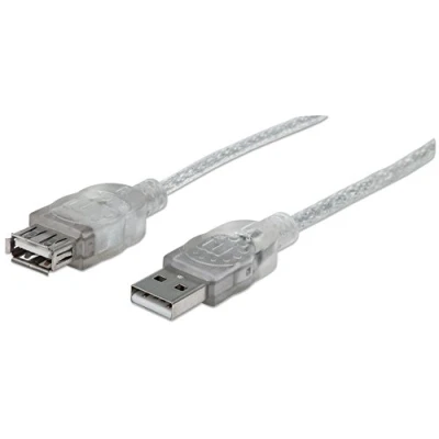 Abbildung von Manhattan 340502 Hi Speed USB 2.0 Verlängerungskabel (A Stecker auf A Buchse) 4,5 m klar/silber