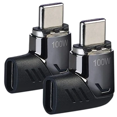 Abbildung von Callstel USB Winkelstecker: 2er Set 90 c Schnell Ladeadapter mit Magnet Stecker, PD bis 100 W (USB Winkelstecker kurz, Magnetkupplungen, Handy Datenkabel)