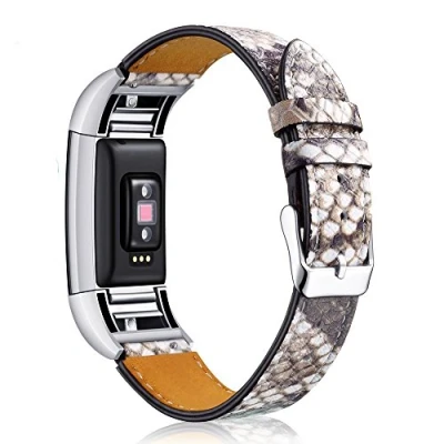 Abbildung von Aisports Leder Armband für Fitbit Charge 2 Smart Watch, verstellbares Ersatzband, Metall mit Schnalle Serpentin