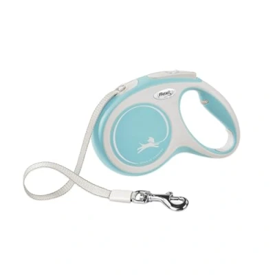 Abbildung von FLEXI® New Comfort einziehbare Hundeleine (Band), ergonomisch, robust und verhedderungsfrei, für Hunde bis zu 12 kg, 3 m, Größe XS, Blau/Pastell