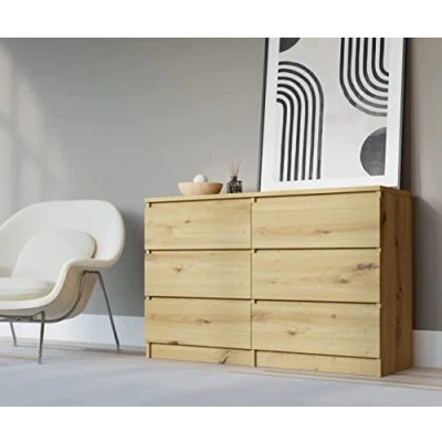 Abbildung von 3E 3xE living.com Kommode 6 120 cm mit Schubladen Größen (Artisan Eiche)…