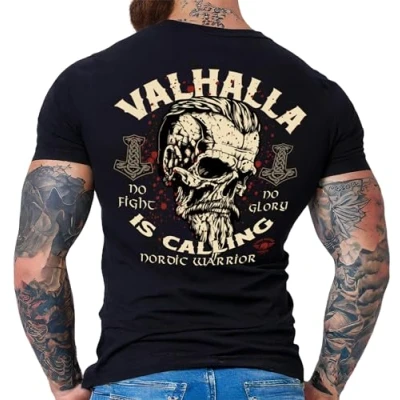 Abbildung von LOBO NEGRO® T Shirt für Wikinger Nordmann Keltic Fans: Valhalla is Calling, Nordic Warrior