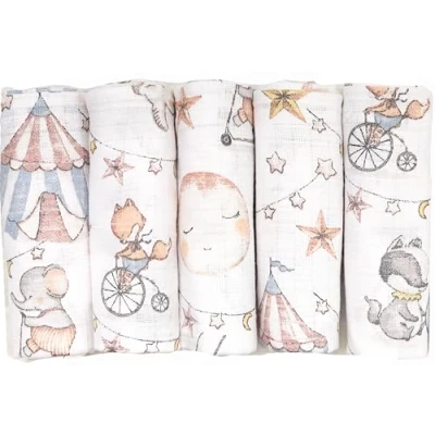 Abbildung von FENSILO Baby Mulltücher Spucktücher Mullwindeln 5er Pack 70x80 cm für und NeugeboreneMusselintücher Jungen MädchenSpucktücher aus BaumwolleAbwischen10012