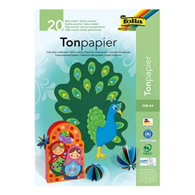Abbildung von Glorex Bastelkartonpapier Tonzeichenpapierblock 130g/m² sortiert A4