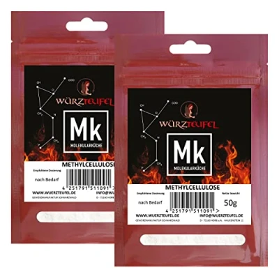 Abbildung von Methylcellulose, MC, Gelier und Verdickungsmittel, E 461. Molekulare Küche. 2 Beutel je 50g. (100g.)