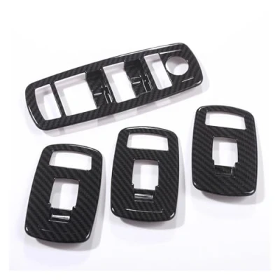 Abbildung von Interieur Zubehör Für Maserati Levante 2016 2017 2018 2019 2020 2021 ABS Auto Styling Glaslift Rahmenabdeckung Aufkleber Innenausstattung 4 teilig Autozubehör(Carbon fiber)