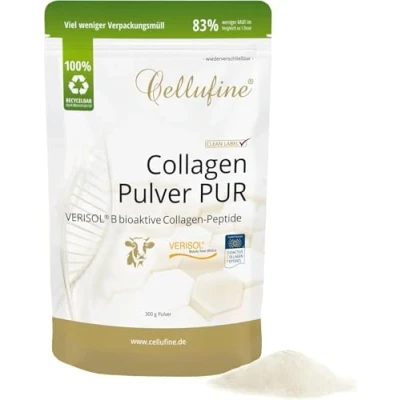 Abbildung von Cellufine® Premium VERISOL Collagen Pulver 300 g Doypack, Beauty Kollagen mit bioaktiven Peptiden I natürlich &amp; ohne Konservierungsstoffe, 120 Portionen sehr hoher Bioverfügbarkeit