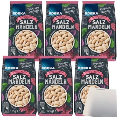 Abbildung von usy Bundle Edeka Salzmandeln blanchiert und geröstet 6er Pack (6x125g Packung) + Block