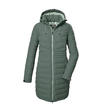 Abbildung von killtec Damen Kow 96 Wmn Qltd Ct Steppmantel/Funktionsmantel In Daunenoptik Mit Abzippbarer Kapuze, Grün/grau, 44 EU