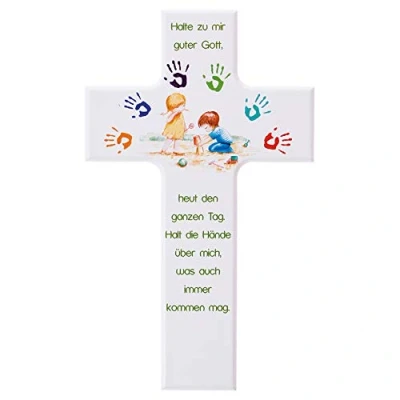Abbildung von Fritz Cox Kinder Holzkreuz: &#039;Gott beschütze Mich&#039; (weiß, 20 cm)