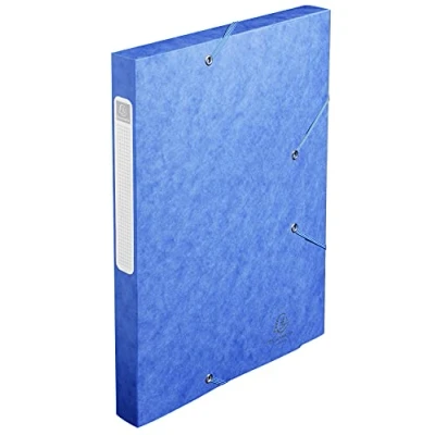 Abbildung von Exacompta 18505H Premium Sammelbox mit Gummizug 25 mm breit aus extra starkem Colorspan Karton Rückenschild für DIN A4 Archivbox Heftbox Dokumentenbox Zeichenbox Sammelmappe blau