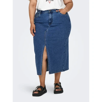 Abbildung von ONLY Carmakoma Carsiri Front SLIT Skirt Jeansrock, Damen, Größe: 50, Medium blue denim