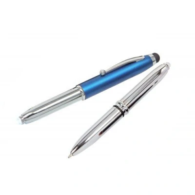 Abbildung von 5X Touchpen Kugelschreiber/mit LED Licht und Touchscreenstift/Silber blau