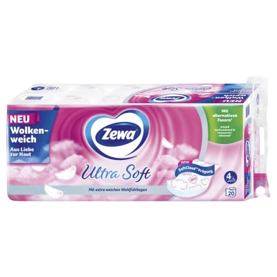 Abbildung von ZEWA Toilettenpapier Ultra Soft (20 St), 4 lagig, mit Strohanteil und Prägung, 150 Blatt/Rolle