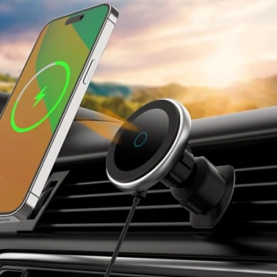 Abbildung von Magnet Autohalterung mit Ladefunktion 15W Handyhalterung Auto Laden Mag Safe Ladegerät Magnetische Wireless Charger KFZ Halterung