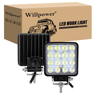 Abbildung von Willpower LED Arbeitsscheinwerfer 12V Traktor 2pc 10cm 4‘’ 48W Zusatzscheinwerfer Auto Spotlight IP67 Wasserdicht Offroad Scheinwerfer 6000K Rückfahrscheinwerfer für Truck SUV UTV ATV Platz
